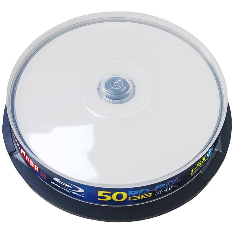 Blu-ray диски MNDA BD-R DL, скорость 1-6x, 50GB, для печати, 10 шт.