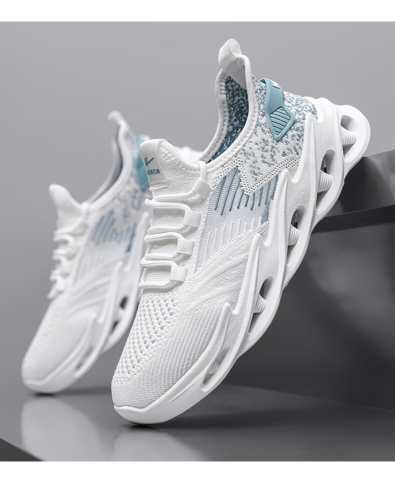Warrior Official Men's Flyknit Shoes 2026 Summer New Mesh Lightweight Sports Shoes White Size 40 7