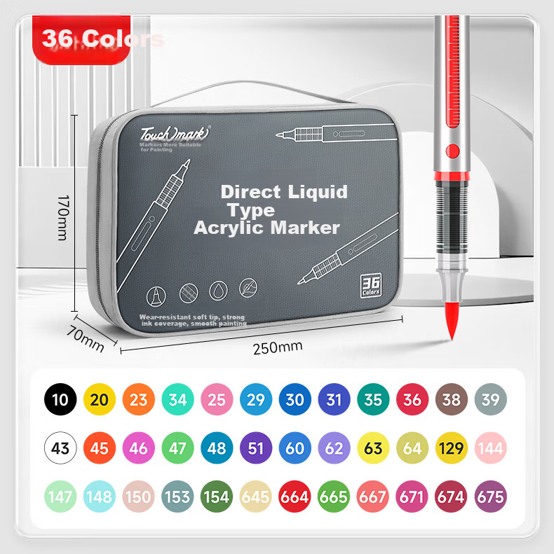 Touch Mark 48-Color Direct Liquid Soft-Tip Acrylic Markers, Large Capacity Watercolor Pens with Intelligent Ink Control, Non-Translucent Colors, Birthday Gift for Students, Children, Boys And Girls 20
