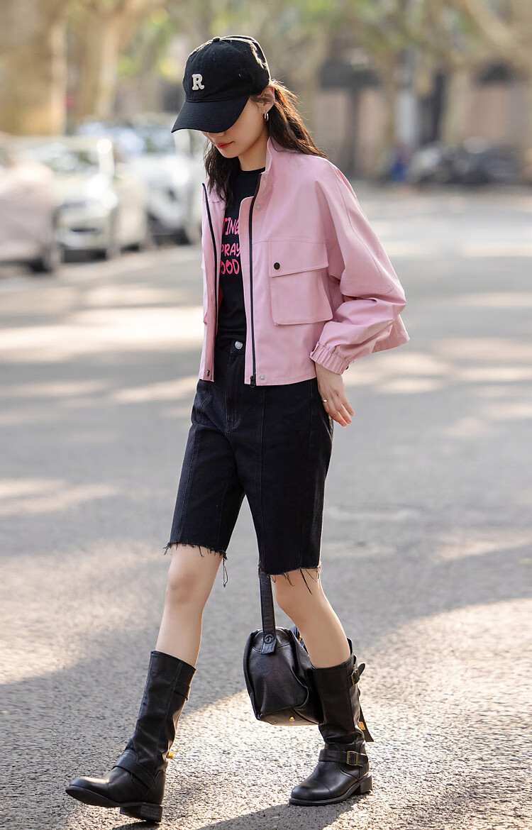 Dme [Nordic Cotton Triple Protection System] Spring Urban Light Outdoor Large Pocket Elastic Waist Drawstring Sleeve Short Women's Jacket 7
