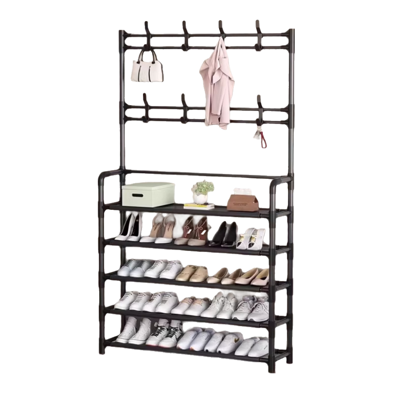 Yimo Multi-Layer Shoe Rack Home Entryway Simple Shoe and Hat Cabinet Dormitory Storage Shelf 5-Tier 80cm Side Cloth