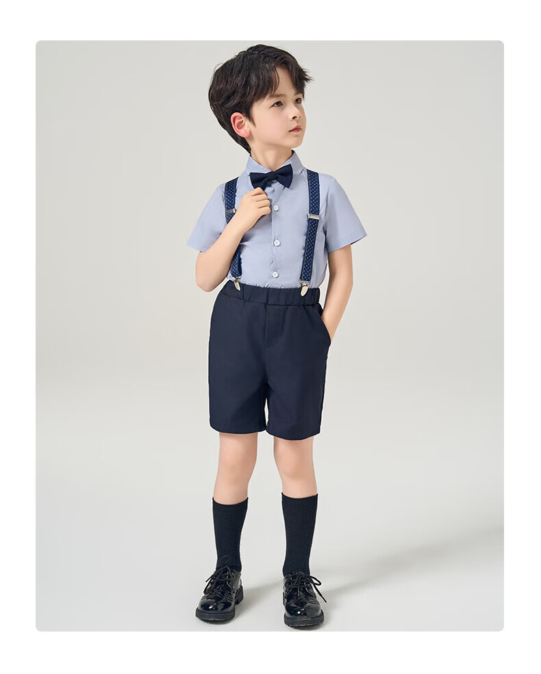 Romon Boys' Children's Performance Suit Boys' Birthday Flower Boy Kindergarten Graduation Suit Navy Blue 160 8