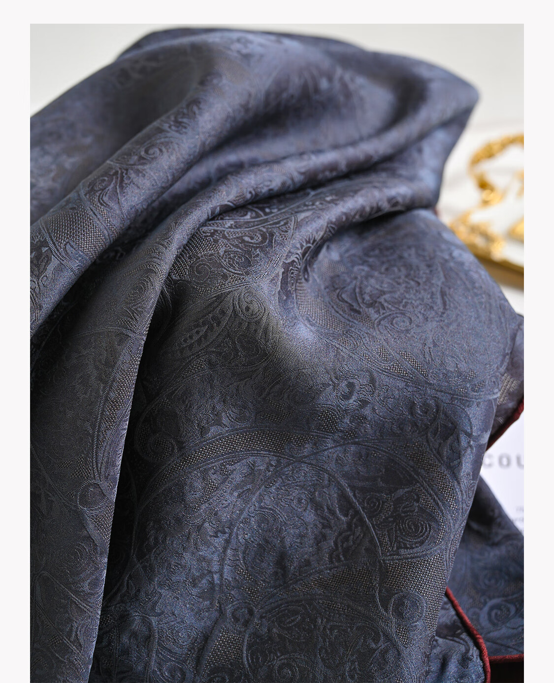 Hangsi Mansion Pure Silk Mulberry Silk Scarf Inner Wear Square Scarf Gift for Mom Women's Day Birthday Luxury Gray Floral 13