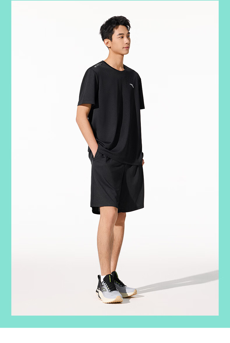 Anta Quick-Dry Set | Men's Summer Sports Short Sleeve T-Shirt and Shorts Two-Piece Moisture-Wicking Breathable Running Fitness Training Suit 2