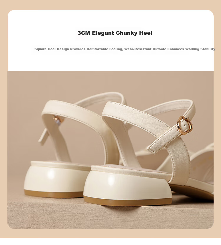 ZHR Women's Summer Sandals with Closed Toe And Chunky Heel, Elegant And Sweet Style Versatile Women's Shoes Y767 Beige 35 8