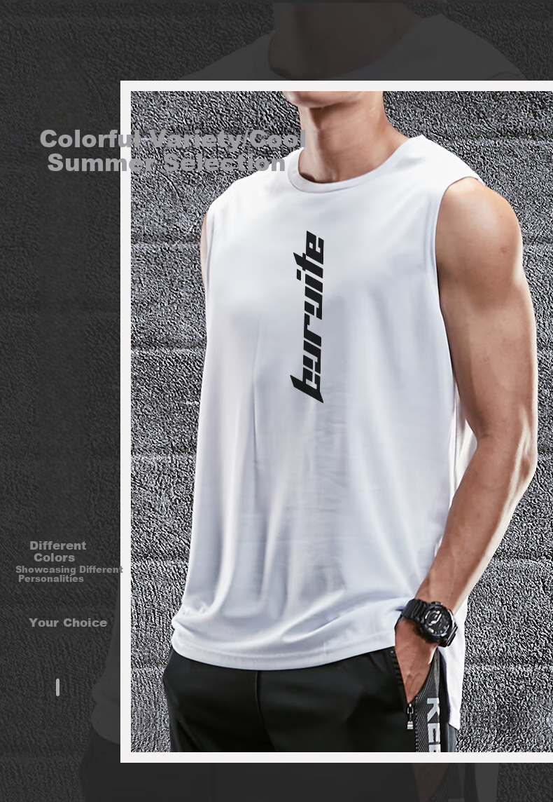 BURUITE Sports Tank Top for Men, Loose-Fitting Basketball Training Sleeveless Vest, Fitness Clothing Top, Quick-Dry T-Shirt, Running Gear for Wome 8