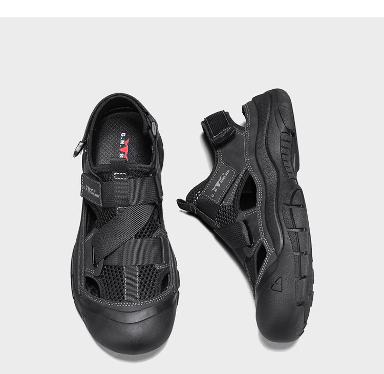 Bull Family Baotou Men's Summer Breathable Hollow Beach Sandals Outdoor Casual Sports Creek Shoes Men's Hole Shoes 30