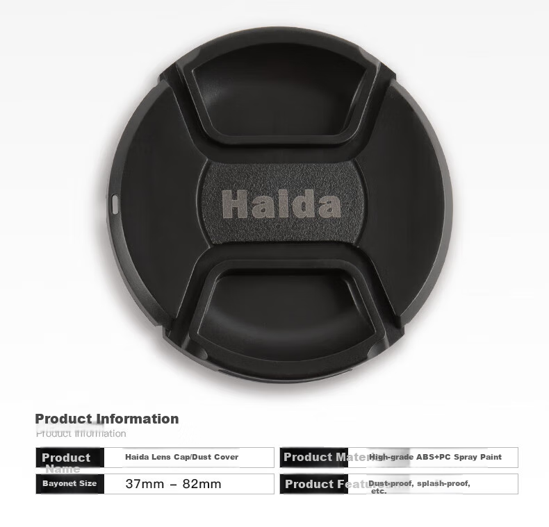 Haida Lens Cap, 72mm Filter Cap, Dust Cover, Protective Lens Cap, Waterproof And Oil-Proof, Suitable for Canon, Nikon, Sony, Fuji And Other Mirrorless And DSLR Camera Lenses 3