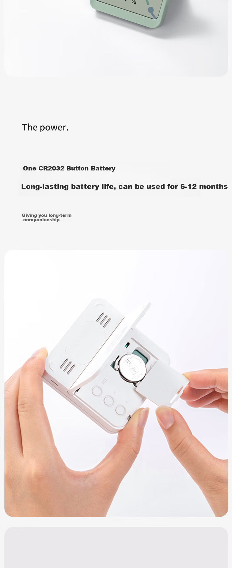 NUSIGN High-Precision Temperature And Humidity Meter, Digital Display Real-Time Monitoring, Indoor Home Use, Student Children's Birthday Gift, Can Stand Or Magnetic, Slim And Stylish, White NS873 3