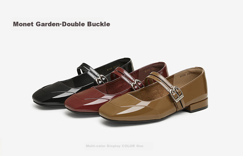 BASTO [Qiao Xin Same Style] Monet Garden 26 Autumn Beautiful Red Mary Jane Shoes, Women's Flats, Wedding Shoes 28