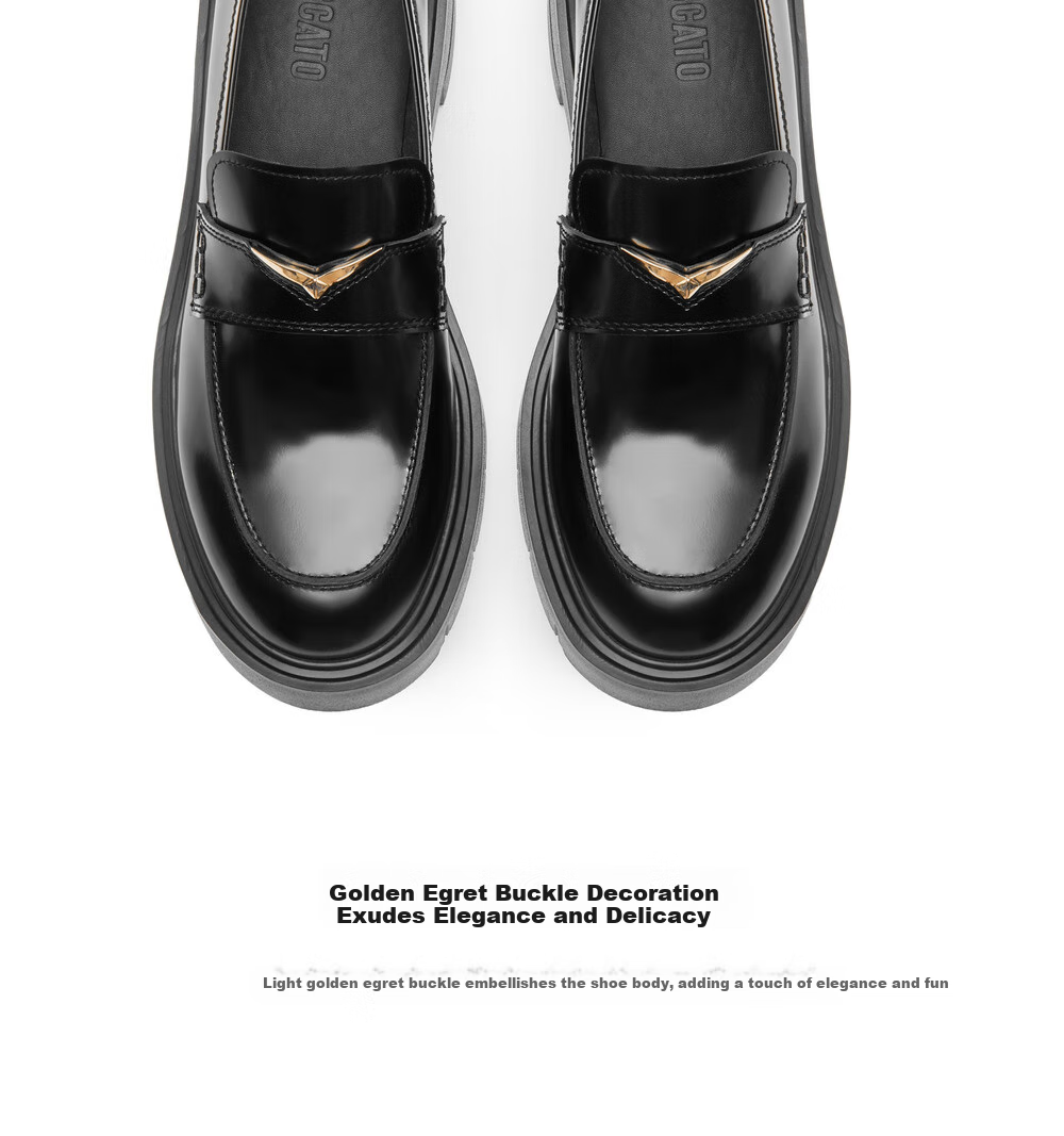 STACCATO Spring Small Gold Heron Jazz Loafers, JK Leather Shoes for Women, EGB03AA5, Cool Black, Size 35 13