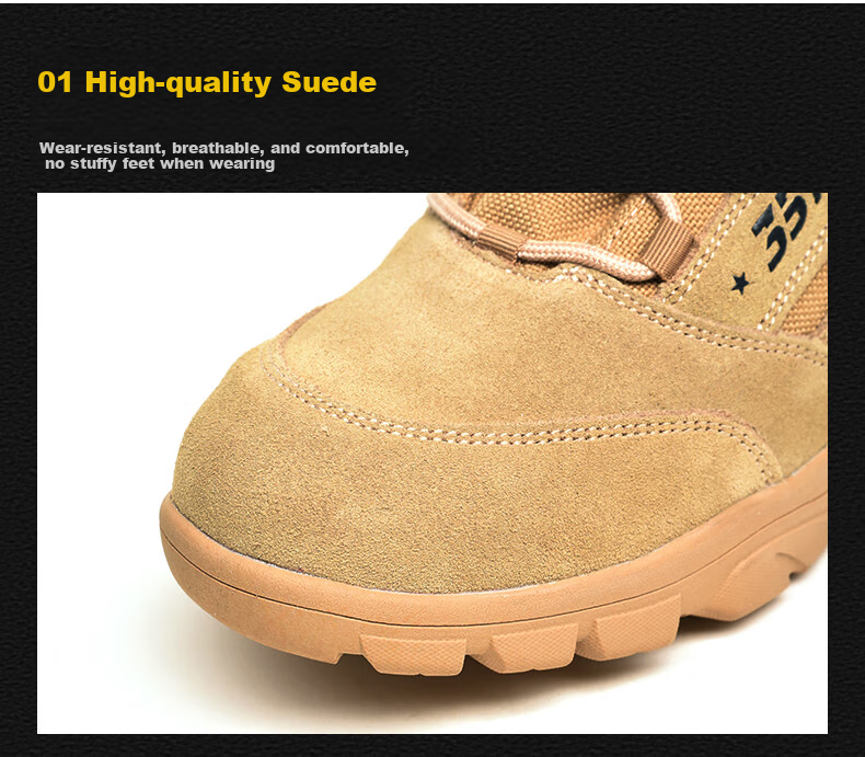 3515 Qiangren Outdoor Boots for Men, Spring And Autumn Combat Boots, Breathable Training Boots, Non-Slip Wear-Resistant Work Boots, Sand Color, Size 39 4