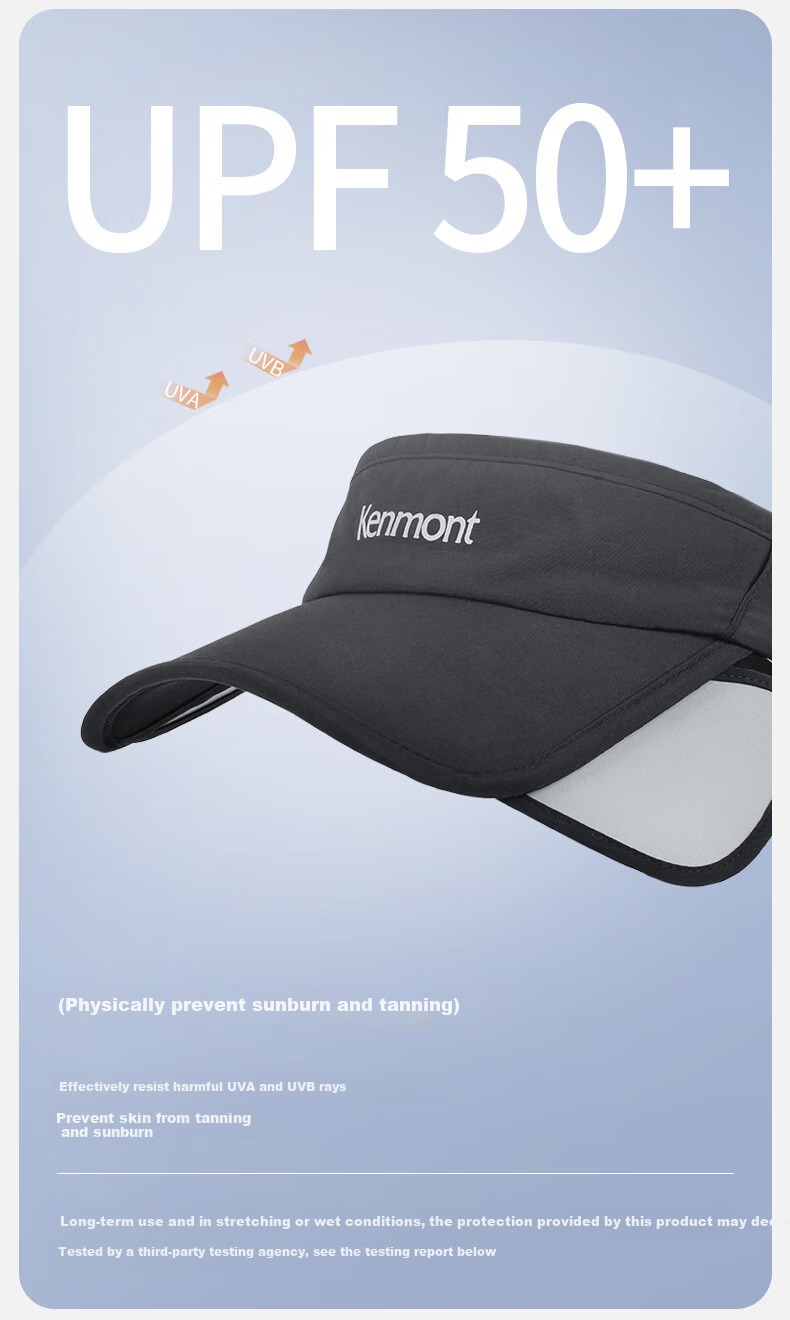 Kenmont Summer Outdoor Tennis Hat, Sun Hat for Men, UV Protection, Sunshade Cap, Anti-UV Running Visor, 3675 4