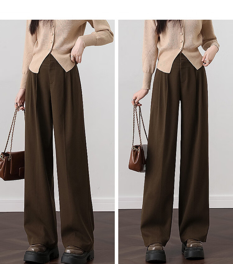 DME "Unconditionally Inclusive Leg Shape" Autumn Minimalist Design Patchwork Pleated Hem Decorative Button Straight Tube Concealed Meat Casual Pants 11