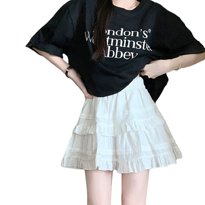 Langsha Lace Cake Skirt Women's 2026 New Ballet Style A-Line High Waist Sweet Puffy Mini Skirt