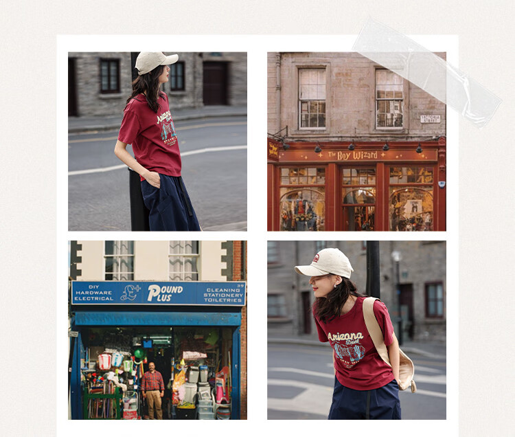 Dme [Vintage Floral Print T-Shirt], Summer Style, Grayish Blue Round Neck Decorative Short-Sleeve T-Shirt for Wome 6