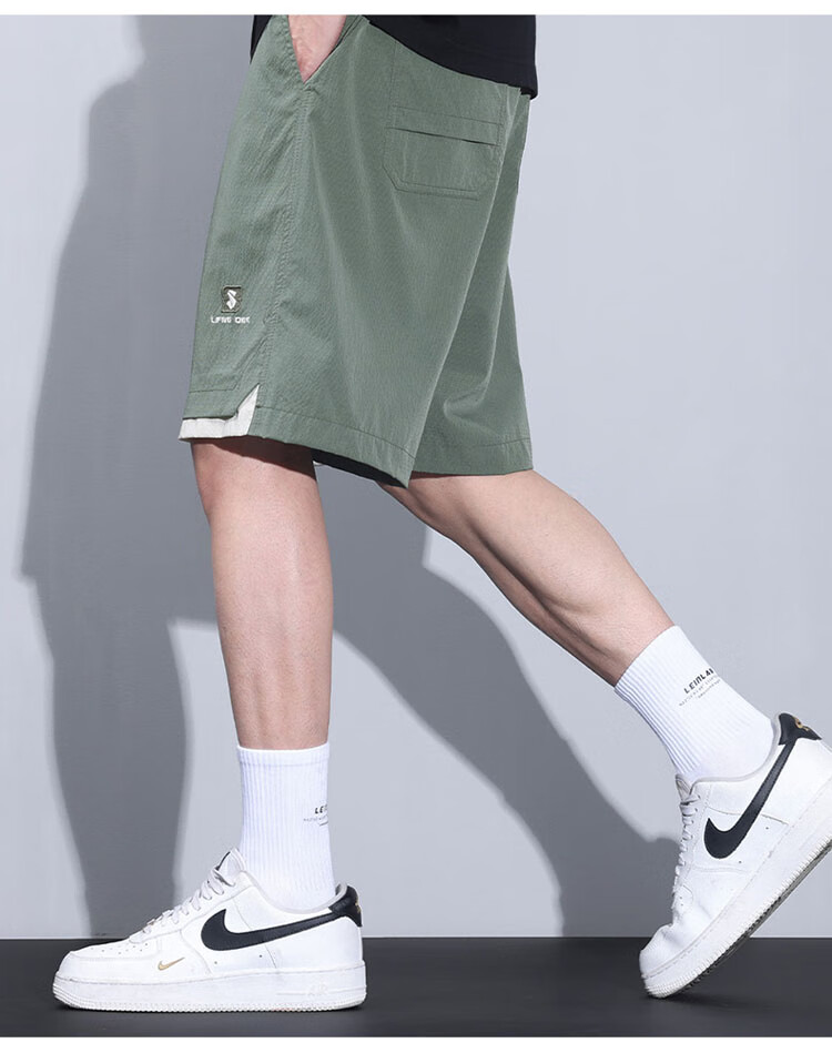 JEEP SPIRIT Men's Shorts, Summer Beach Workwear, Ice Silk Quick-Dry Casual Sports Knee-Length Pants, Lime Green, 2XL 5