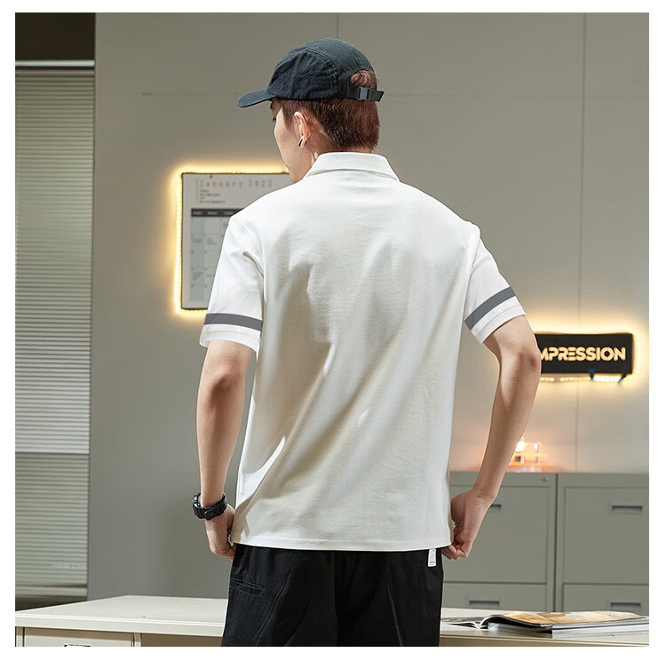 TonLion 2026 Summer New Men's Left Chest Detail Sleeve Panel Short Sleeve Polo Loose Trendy Brand Shirt 10