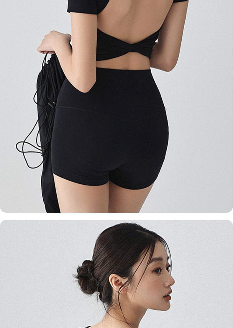 XUEXIMAN Women's Yoga Top Backless Sports Shirt Summer with Fixed Chest Pad Beautiful Back Pilates Short Sleeve Breathable Quick-Dry Fitness Wear 14