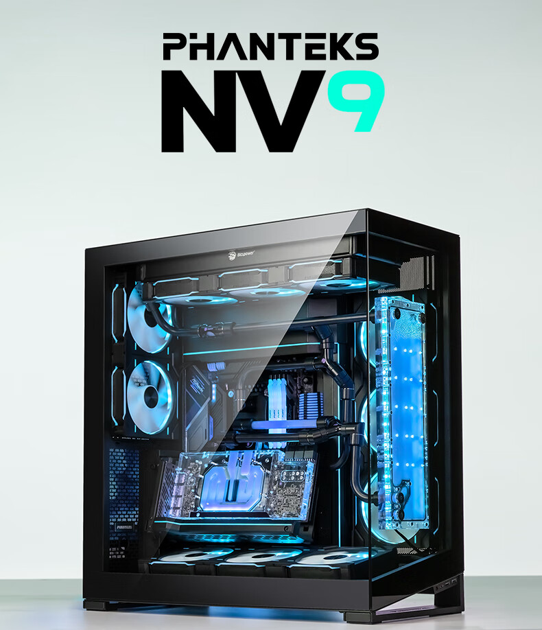 PHANTEKS NV9 White Frameless Full-View Seaview Computer Case (Dual 420/480 Water Cooling, EATX/SSI-CEB, ARGB Dual Channel Lighting Control, Type-C) 2