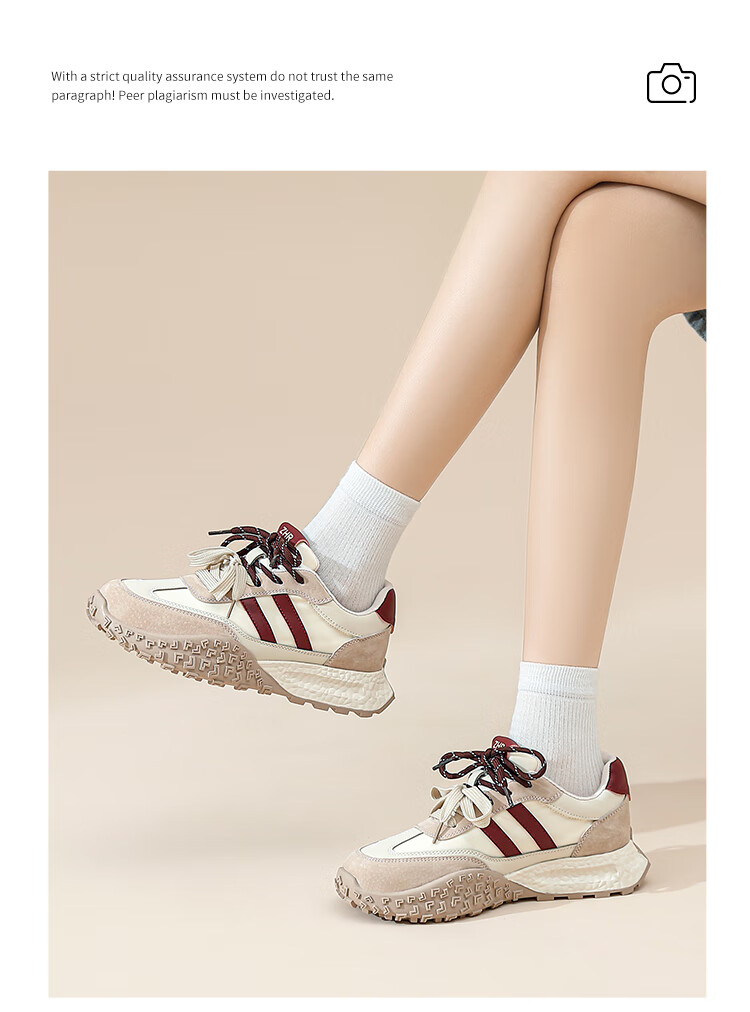 ZHR Dexun Women's Shoes with Color-Block Laces, Lightweight And Fashionable, Versatile Casual Shoes for Spring And Autumn, QS27 Brown, Size 35 4