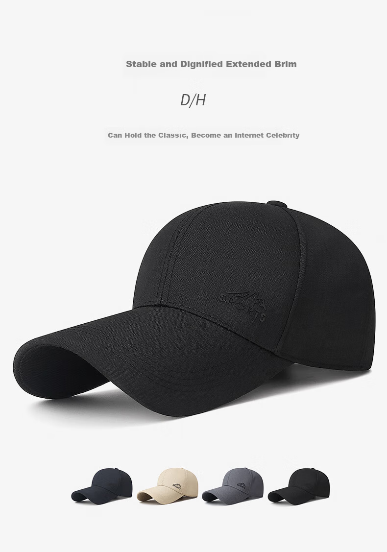 Jiancai Father's Day Gift Baseball Cap for Men And Women, Large Size Casual Versatile Fishing Sun Protection Breathable Extended Brim Cap 1