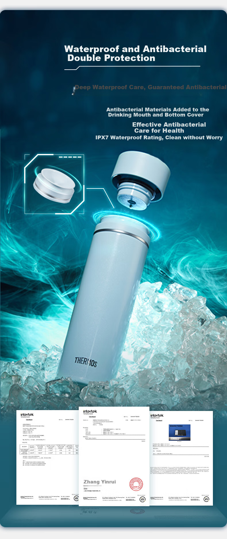 THERMOS Smart Insulated Mug 450ml, Temperature Display Hot And Cold Water Bottle for Men And Women, Large Capacity Mid-Autumn Festival Gift TEEB-BL 5