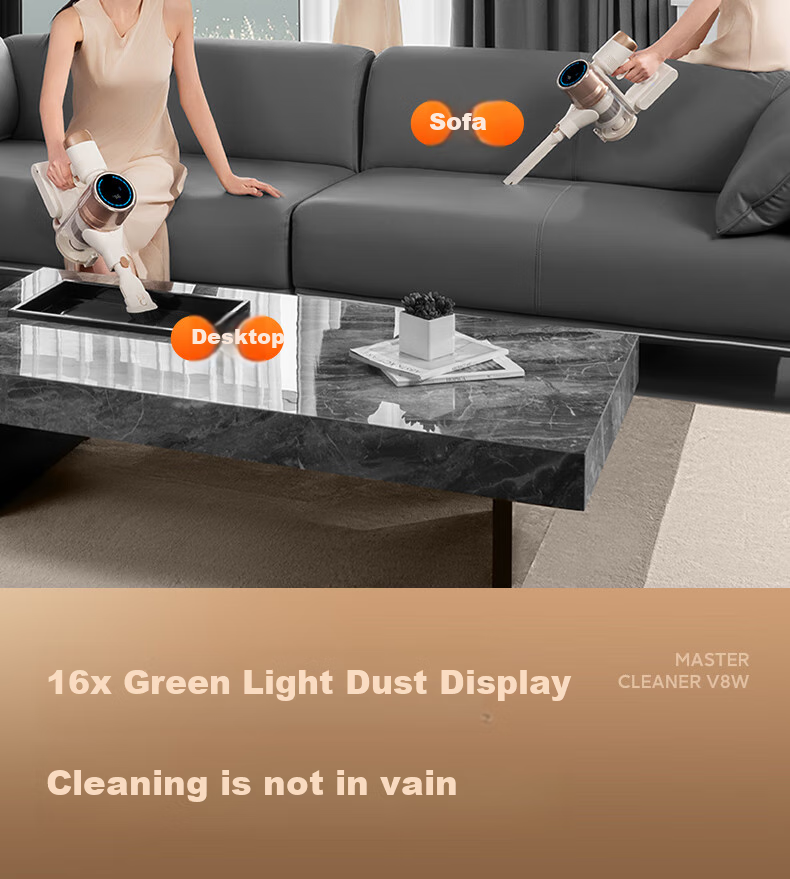 AUX Cordless Handheld Vacuum Cleaner for Home Use with Strong Suction, Low Noise, Green Light Dust Indicator, Carpet And Cat Hair Cleaning, Long Battery Life AXC-22DV8W 9