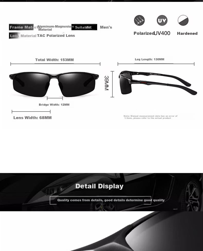 Boshide Driving Glasses, Fishing Goggles, Polarized Sunglasses, Men's Outdoor Cycling Driving Glasses, Black Frame 15
