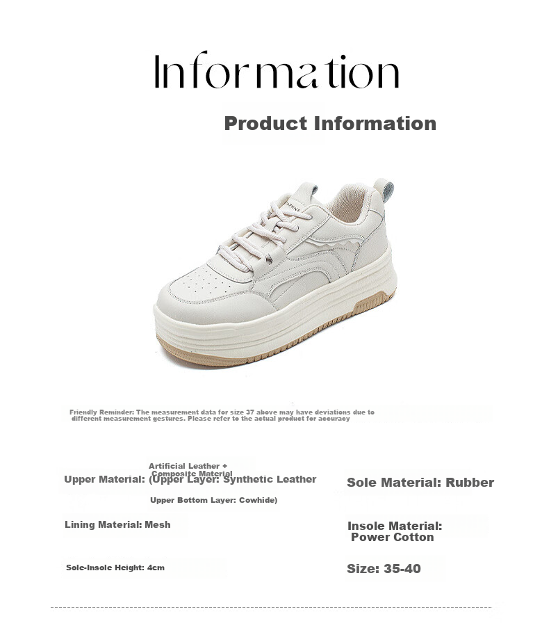 Daphne Thick-Soled White Sneakers for Women, 2026 New Spring Style, Versatile Platform Shoes with Increased Height, Casual Sports Shoes for Wome 1