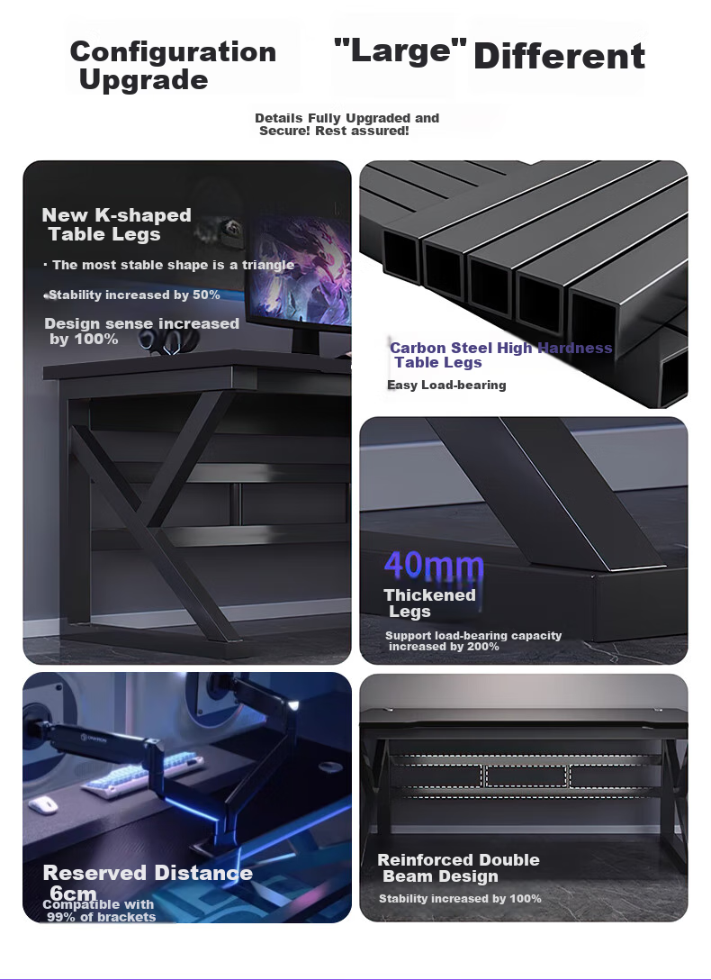 Quanpinwu D1 Computer Desk, Gaming Table for Two People, Home Office Desk, Study Desk, Workstation, Writing Desk 3