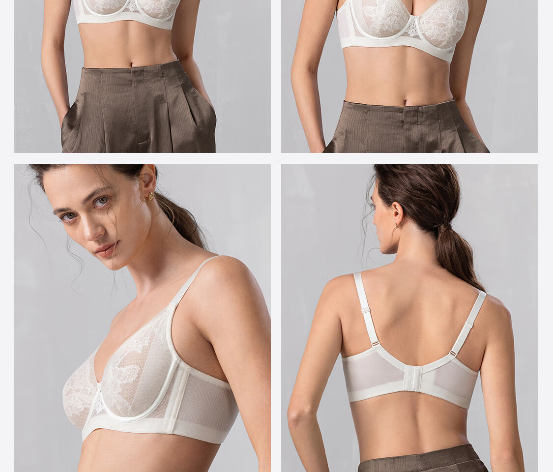 Aimer Women's Spring Summer Lightweight Breathable Mesh Sexy Lace Large Bust Minimizing Lingerie 22