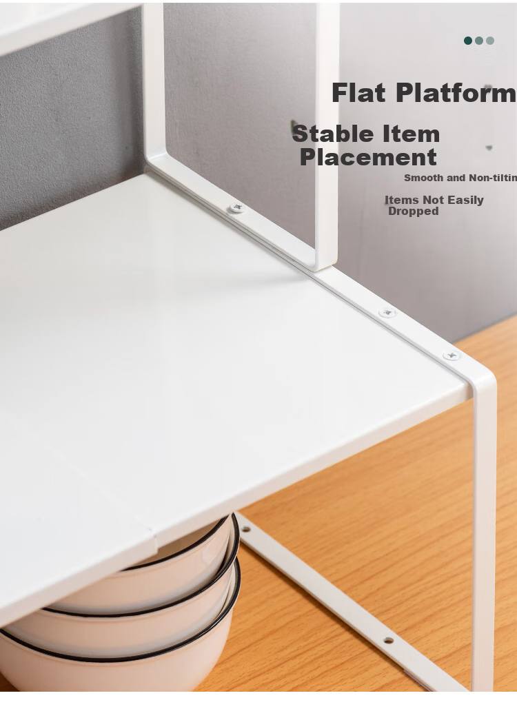 Ourunzhe Kitchen Storage Rack, Extendable Shelf 34-60cm, Cabinet Organizer, Stackable, Small Size in Off-White Color 7