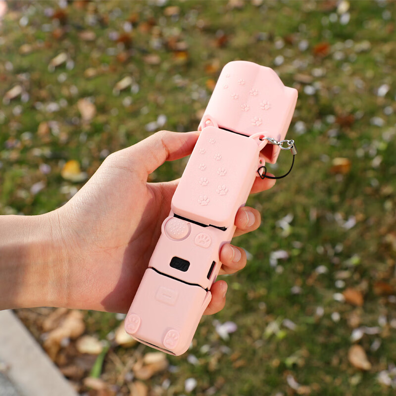 Qiye Silicone Protective Case for DJI Pocket 3 Accessories, Including Screen Cover, Hand Strap, Lanyard, 4-Piece Set in Pink