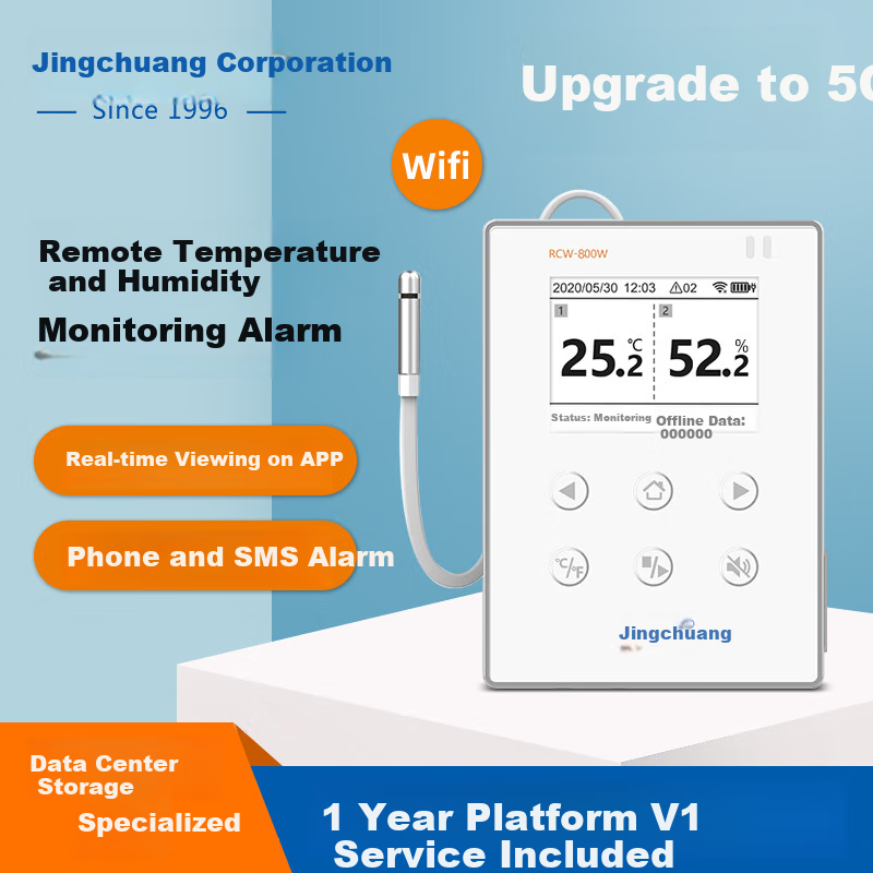 Elitech RCW-800W Remote Temperature Monitoring Alarm for Server Rooms, WiFi Connected Industrial Warehouse Temperature And Humidity Meter