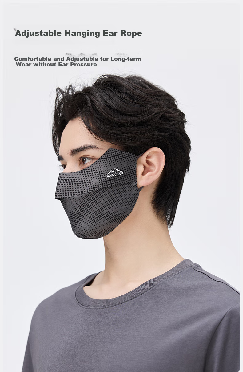 MISSION UV Ice Silk Sun Protection Face Mask for Men, Cycling, Hiking, Summer UV Protection, Sun-Shading, Breathable, Three-Dimensional Full-Face Sun Protection Face Mask 5