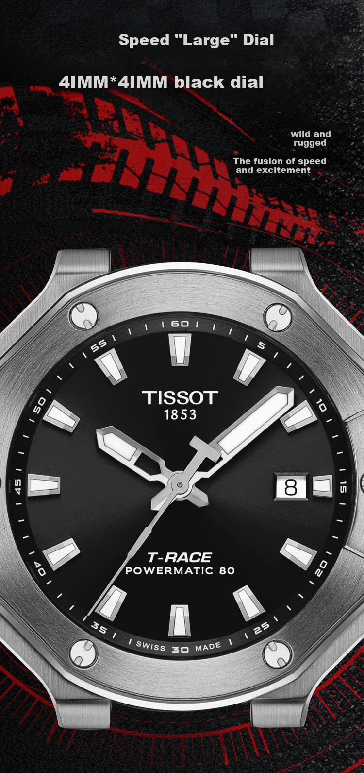 TISSOT Watch, Le Locle Series Men's Watch, Swiss Mechanical Men's Rubber Strap Wristwatch, Sports Watch, Birthday Gift 3