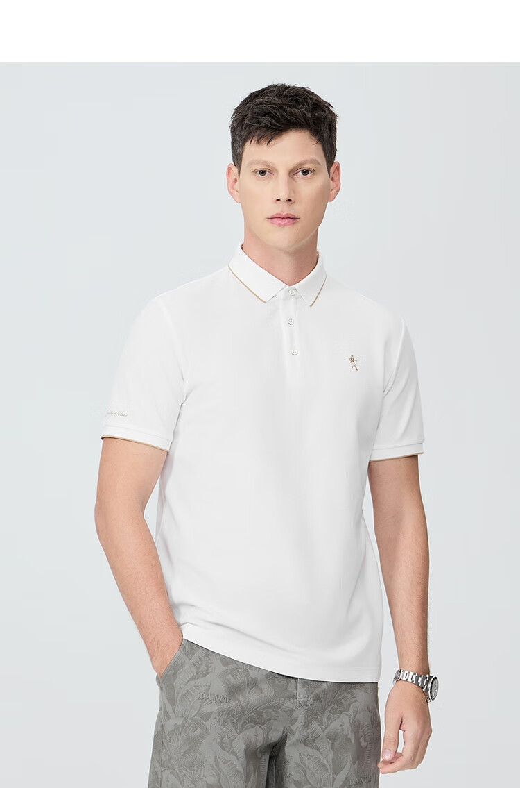 DANCING WOLVES [7A Antibacterial 2A Anti-Mite] Cool And Shape-Retaining Collar Breathable Men's Short Sleeve POLO, 102 Navy Blue, 2XL(185) 10