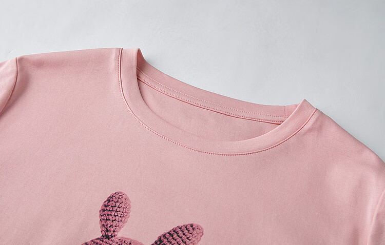 Dme [Fairy Tale Town], Xiayunduo Pure Cotton Rabbit Print, Rhinestone Short-Sleeve T-Shirt for Women, Comfortable And Flattering Women's Tee 11