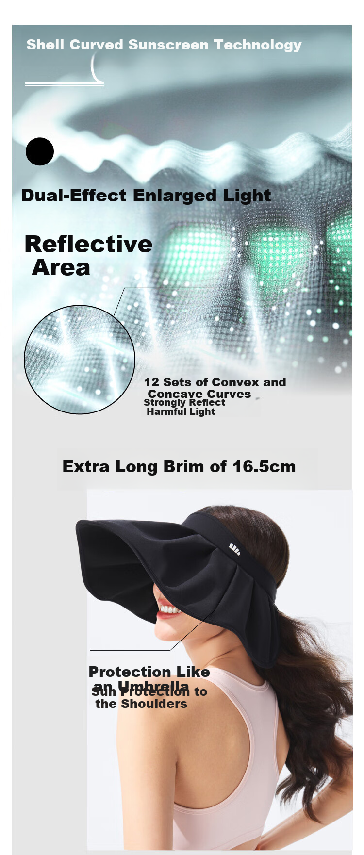 Beneunder Sun Hat for Women, Black Gel UV Protection Cap with Wide Brim, Outdoor Versatile Visor Hat, Sun Hat BM532 4