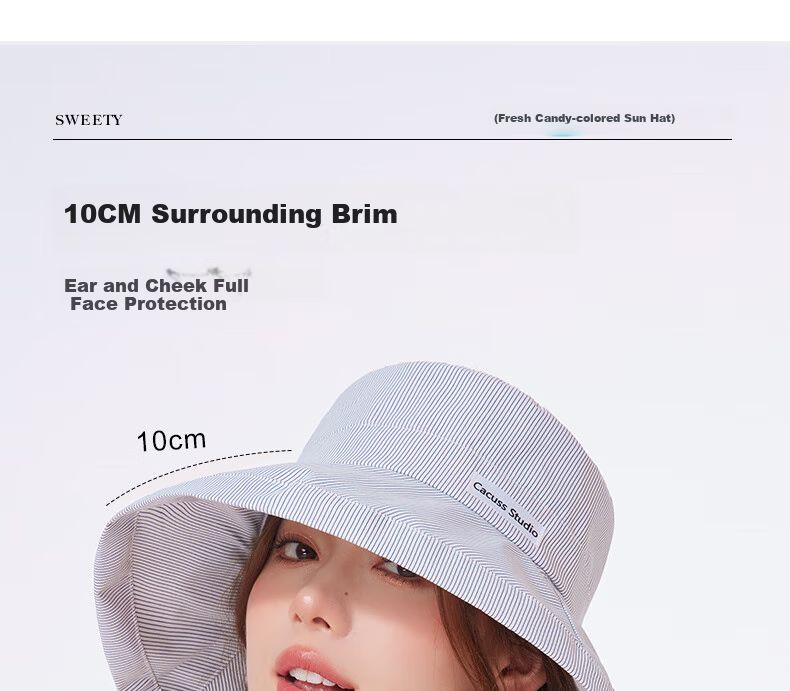 CACUSS Women's Sun Hat Spring Summer Wide Brim Reversible Outdoor UV Protection Bucket Hat Mig 10