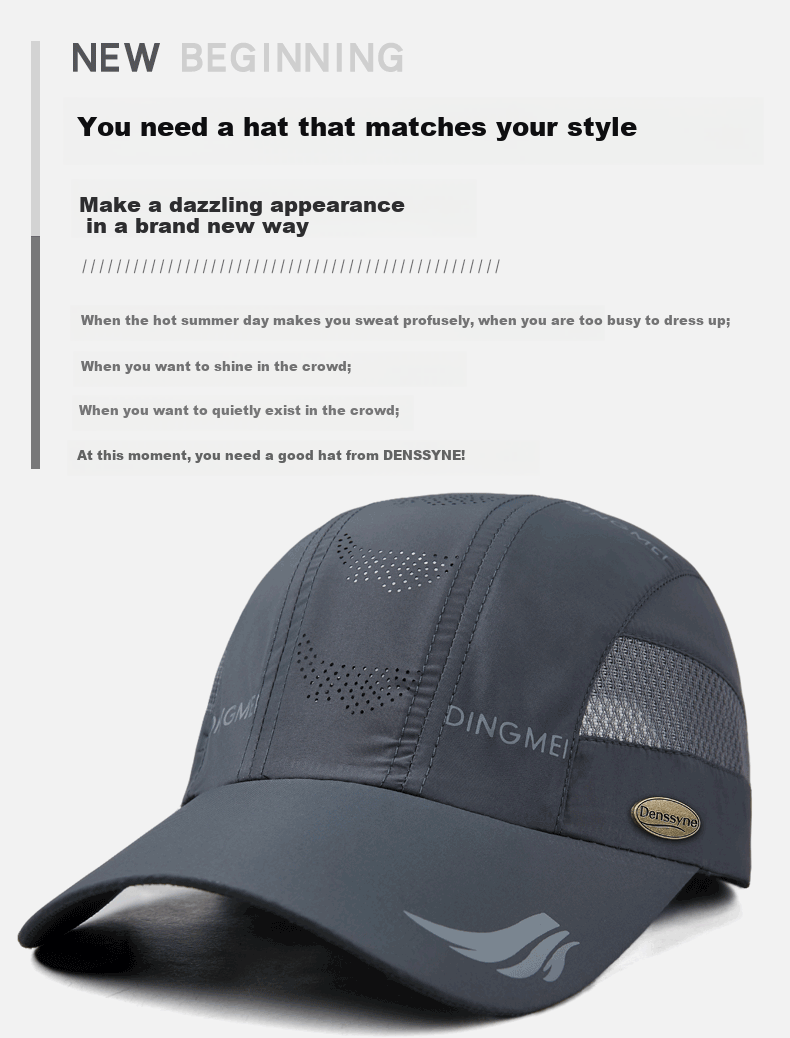 Denssyne Men's Summer High-End Baseball Cap, Lightweight Mesh Breathable Sun Hat, Hiking Cap, Sports Sun Protection Cap 2