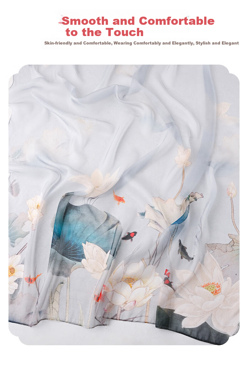 Hangsilu Silk Scarf for Women, Mulberry Silk Lightweight Chiffon Shawl, High-End Birthday Gift, Mid-Autumn Festival Present for Girls, Mothers And Elders 5