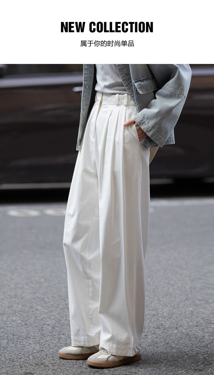 Dme [Relaxed Loose Pants] Spring Japanese Style Commuter Pleated Cloud-Like Cotton Trousers, Slimming And Versatile Women's Casual Pants 1