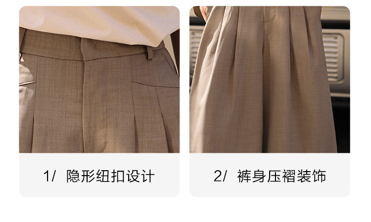 Dme [Pleated Skirt Pants] Summer Casual Invisible Button Flat Waist Pleated Decorative Skirt Pants for Wome 4