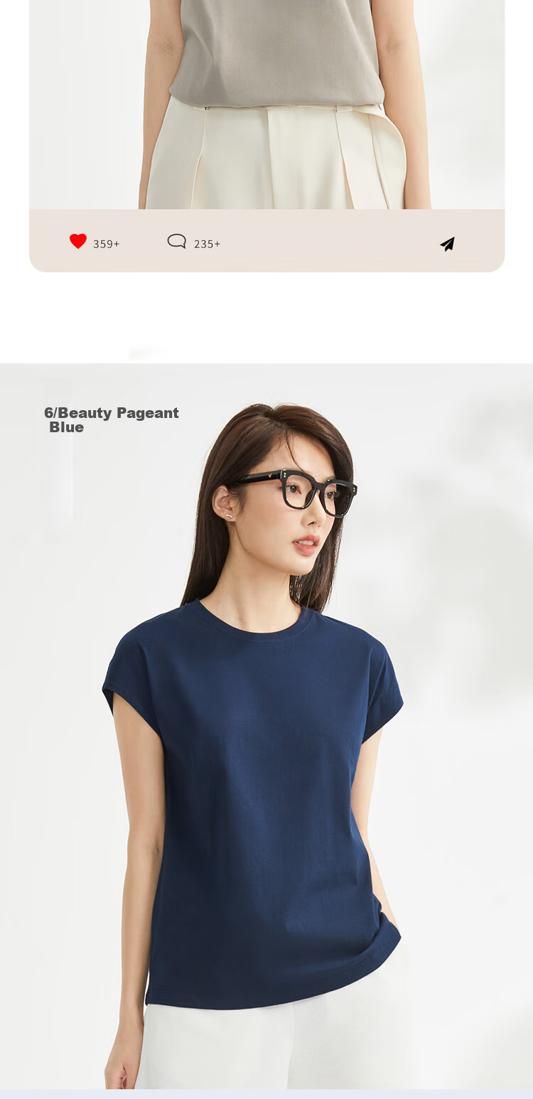 Giordano Women's T-Shirt, Summer New Style, Pure Cotton, Attractive, Elegant Ladies Round Neck White T-Shirt, Short Sleeve, 13323309 16
