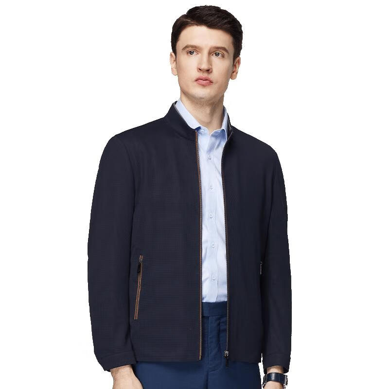 FIRS Jacket, Spring Thin Elastic Business Baseball Stand Collar, Men's Contrasting Color Simple Zipper Cardigan, Crisp And Smooth Outerwear