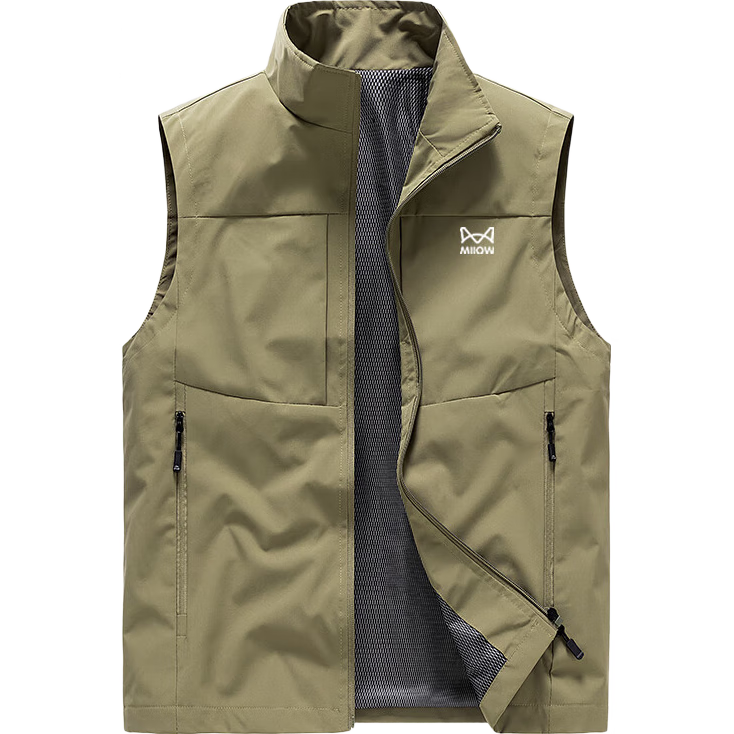 Miiow Men's Vest Spring Autumn Jacket Trendy Breathable Outdoor Sleeveless Quick-Dry Waistcoat Black 2XL