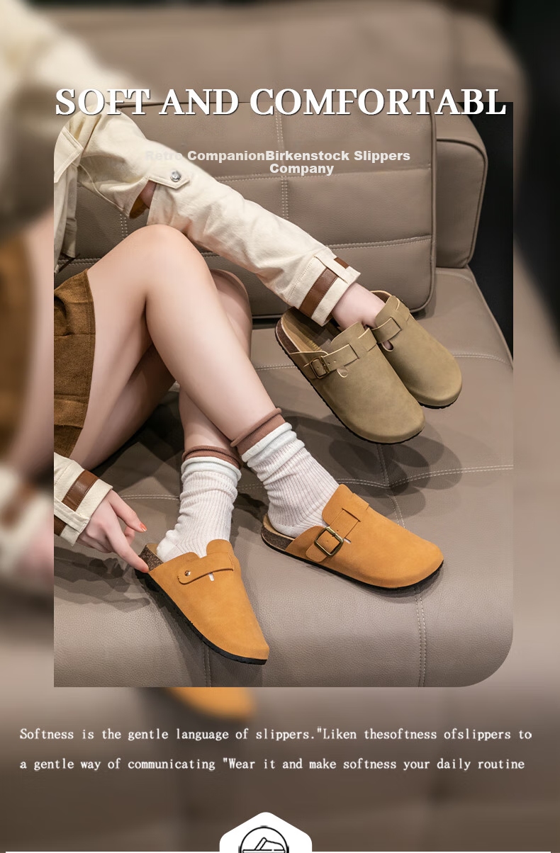 Taxiang Baotou Birkenstock-Style Women's Faux Leather Slip-On Mules, Versatile Outdoor Wear, TQ671, Apricot Color, Size 36/37 1