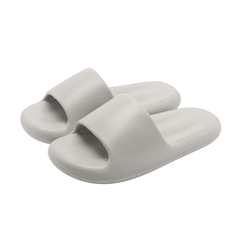 MINISO Unisex Slippers Soft Cushioned Antibacterial Non-Slip Bathroom Home Outdoor Couple Four Seasons Light Gray Size 44-45